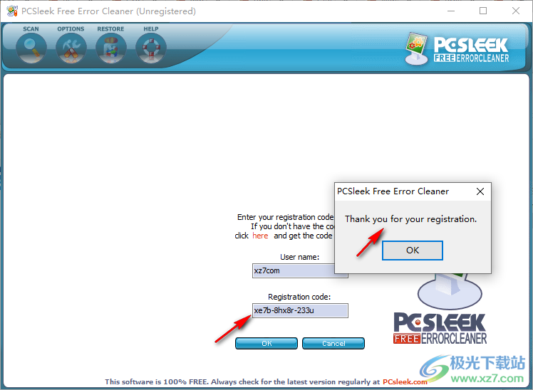 PCSleek Free Error Cleaner(注册表修复软件)